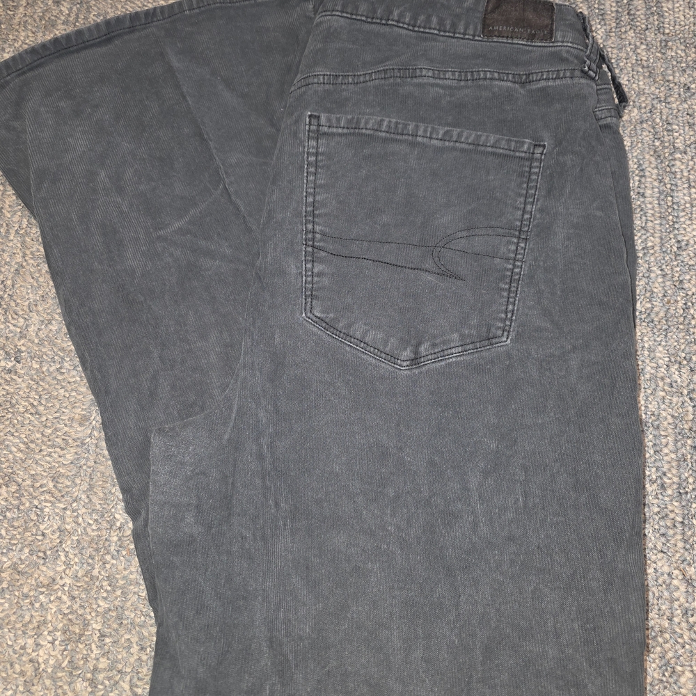 American Eagle Button Fly Wide Legged Charcoal Corduroy Pants